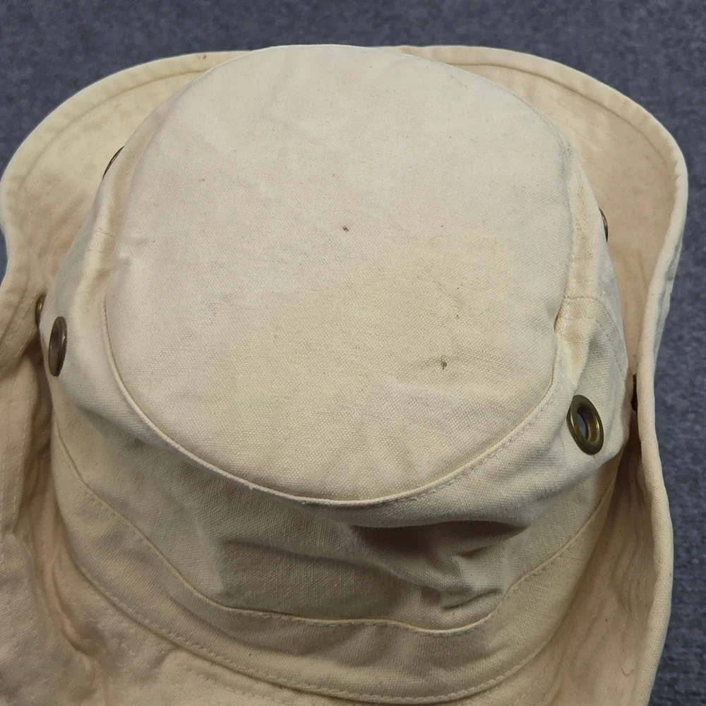 Vintage Tilley Boonie Hat Cream Canvas Snap Up 7 3/8 Brim Safari Sun Bucket Hat